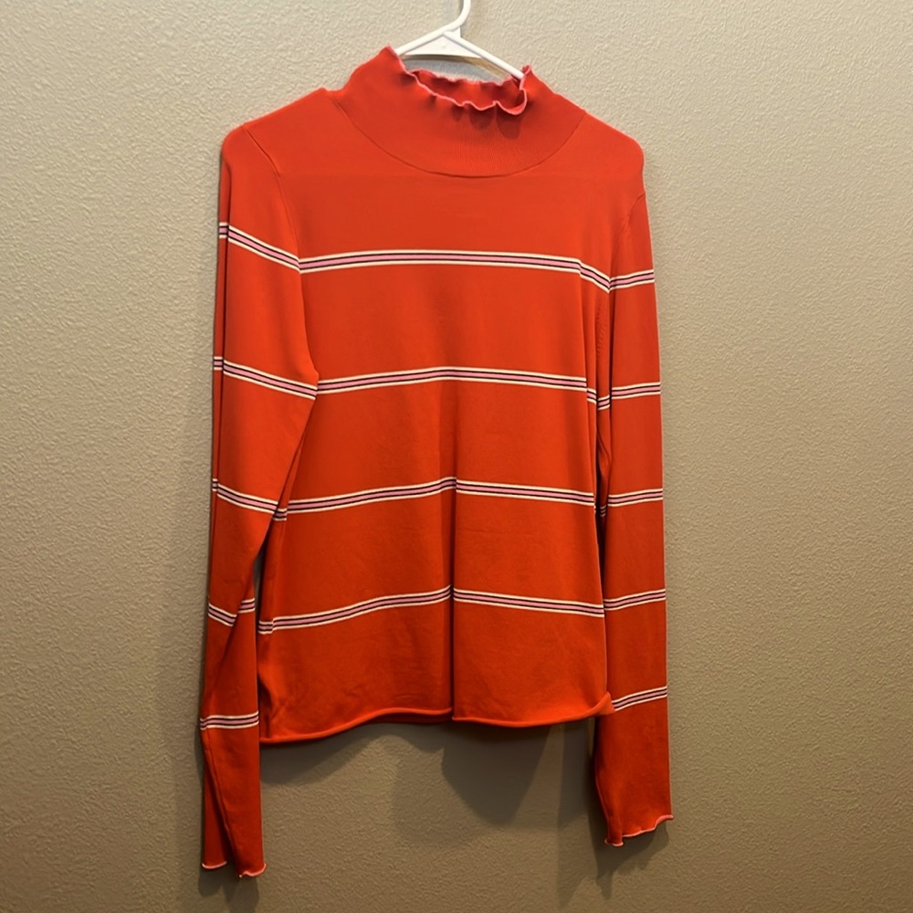 Orange Striped Turtleneck